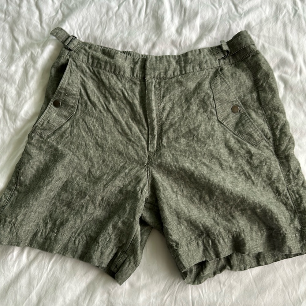 Athleta Voyager Linen Shorts Green Size 12